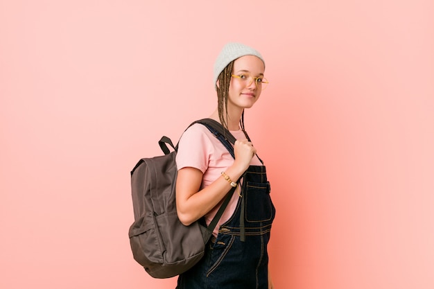 Foto estudante de hipster adolescente bonito caucasiano