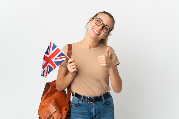 Estudante de inglês isolado no branco