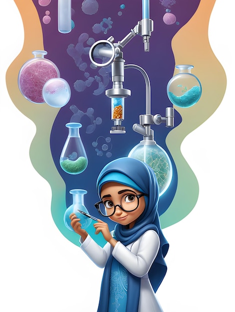 Estudante muçulmano no laboratório