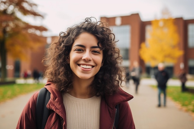 Estudante sorrindo para a câmera na universidade