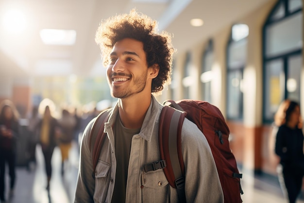 Estudante universitário de passeio acadêmico e IA generativa do homem indiano