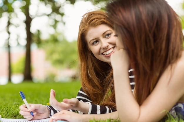 Estudantes com livros no parque