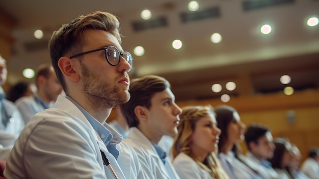 Estudantes de medicina no auditório da universidade