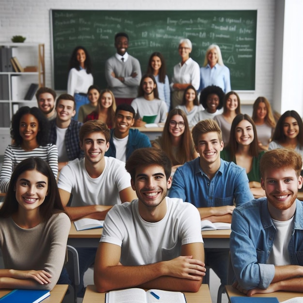 Estudantes em uma sala de aula foto realista