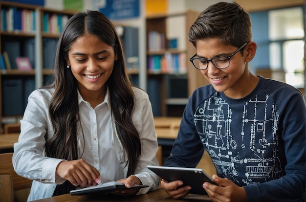 Foto estudantes envolvidos na tecnologia aprendizagem aprimorada