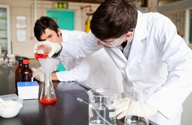 Estudantes fazendo um experimento