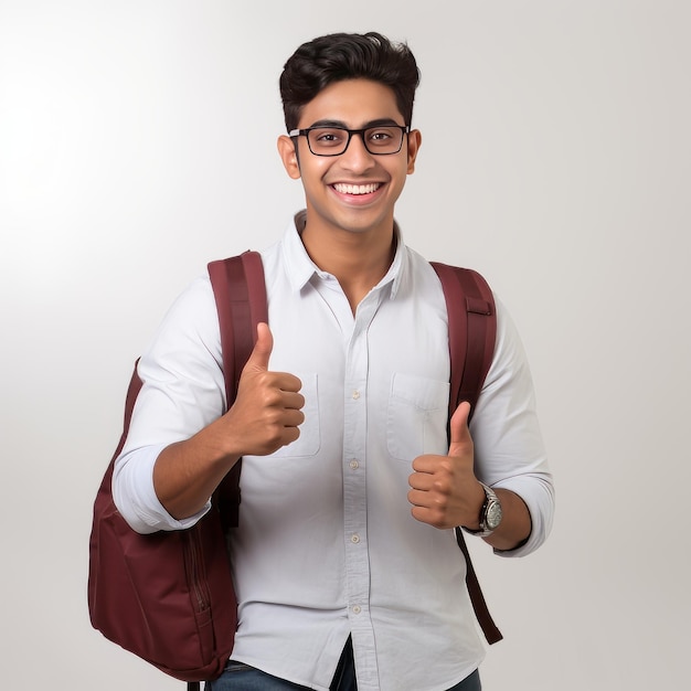 Estudantes indianos isolados em fundo branco