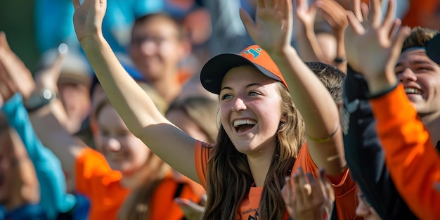 Estudantes universitários animando em um jogo esportivo em casa conceito espírito escolar jogo em casa estudantes universitários esportes animar espírito de equipe