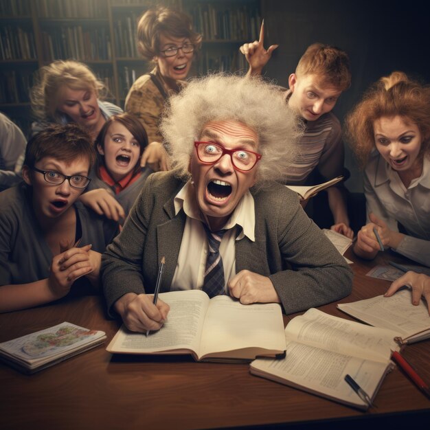 Foto un estudiante anciano en el aula