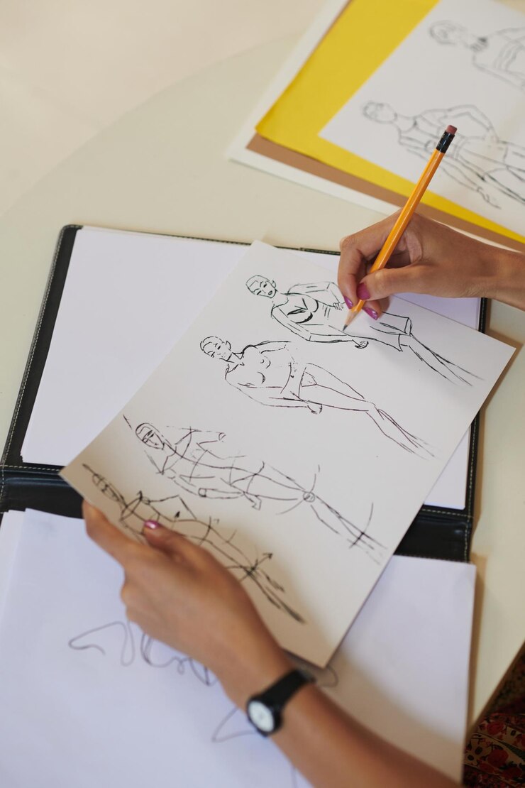 Foto estudiante de arte y dibujo de diseño