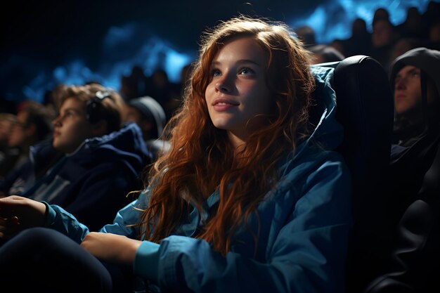 Foto la estudiante en el cine azul