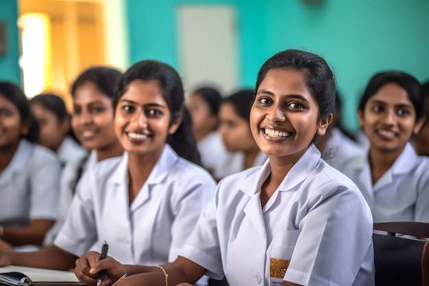 Una estudiante de enfermería en Tamil Nadu Una estudiante india que estudia en una universidad de medicina