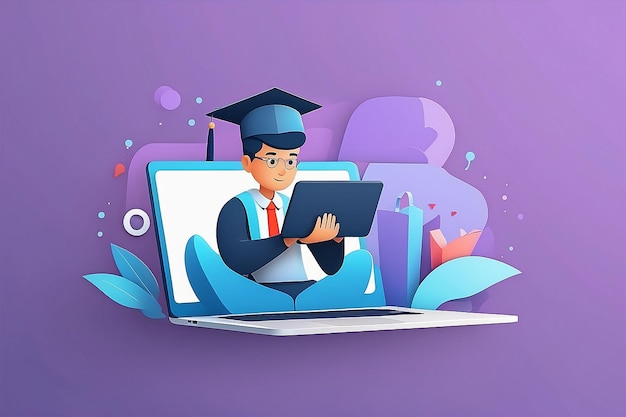 Estudiante estudiando en Laptop icono vectorial lleno de signo plano para concepto móvil y diseño web Estudiante de posgrado estudiando en línea icono de glifo e aprendizaje símbolo ilustración de logotipo gráficos vectoriales