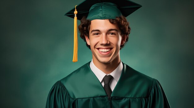 Un estudiante feliz que se gradúa de la universidad celebra el éxito y el logro