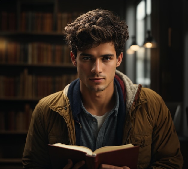 Un estudiante francés con libros en las manos