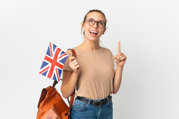 Estudiante de inglés aislado en blanco