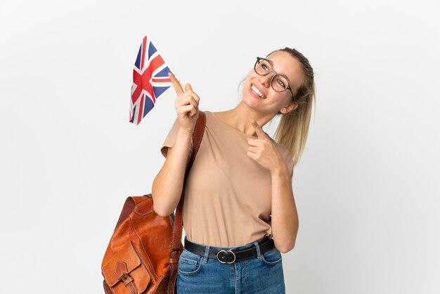 Estudiante de inglés aislado en blanco