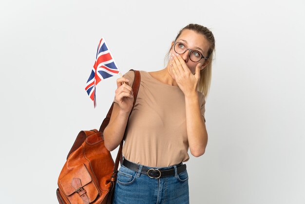 Estudiante de inglés aislado en blanco