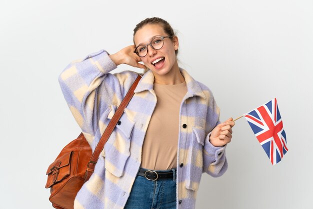 Foto estudiante de inglés aislado en blanco