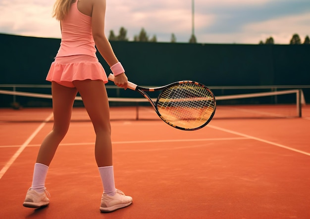 Estudiante jugando al tenis en la cancha de tenis