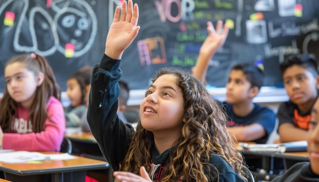 Estudiante levanta la mano en el aula