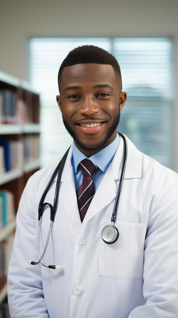 estudiante de medicina sonriendo a la cámara en la universidad