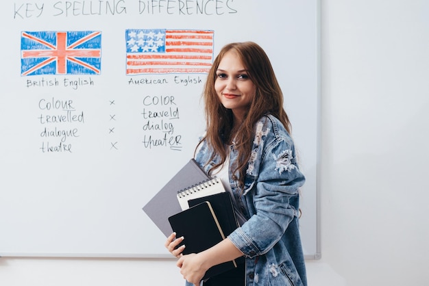 Estudiante mirando a la cámara escuela de inglés