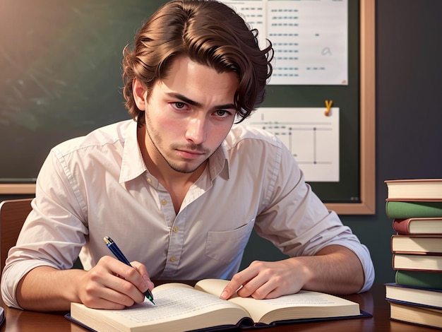 estudiante en un salón de clases