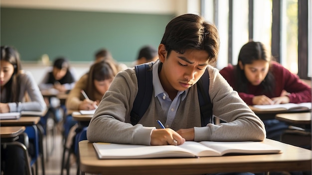 estudiante tomando notas