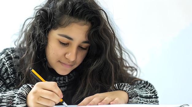 Estudiante trabajando en un proyecto de escritura creativa