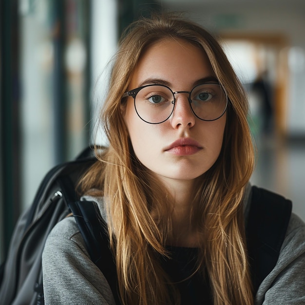 Foto estudiante universitario feliz yendo a una clase en la universidad y mirando a la cámara