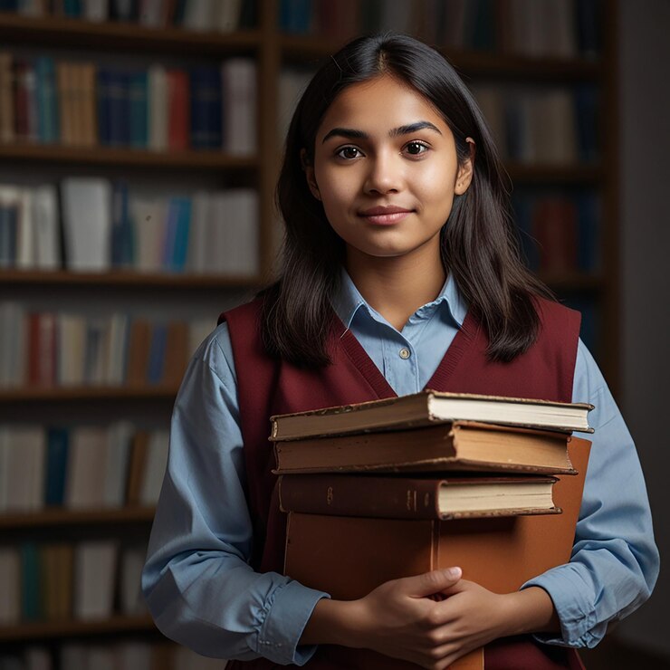 Estudiante universitario con libros de texto académicos y diploma en el Día Mundial de la Alfabetización