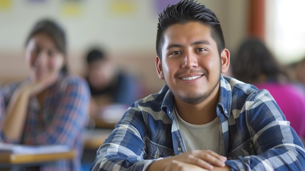 estudiante universitario sentado en un aula