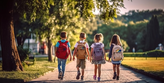 Foto estudiantes caminando atrás