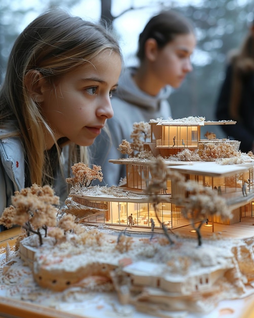 Estudiantes colaborando en un proyecto de diseño de papel tapiz