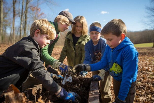 Los estudiantes crean contenedores de compost de bricolaje