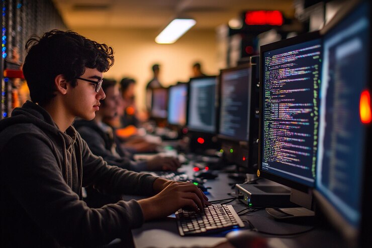 Foto "estudiantes escribiendo en escritorios con varias actividades"
