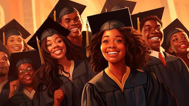 estudiantes de graduación negros africanos