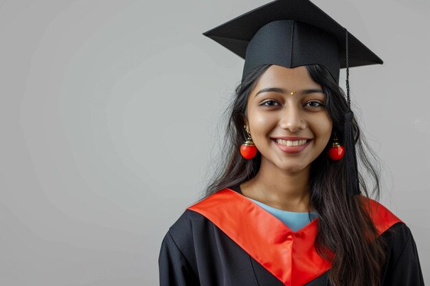 Estudiantes indias con vestidos de graduación