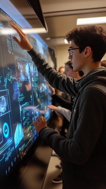 Estudiantes involucrados en un taller de codificación interactivo
