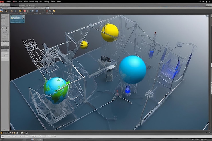 Foto estudiantes de modelado científico crean diseños 3d en el laboratorio