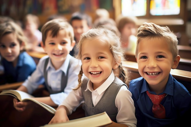 Estudiantes multirraciales felices que estudian en el aula