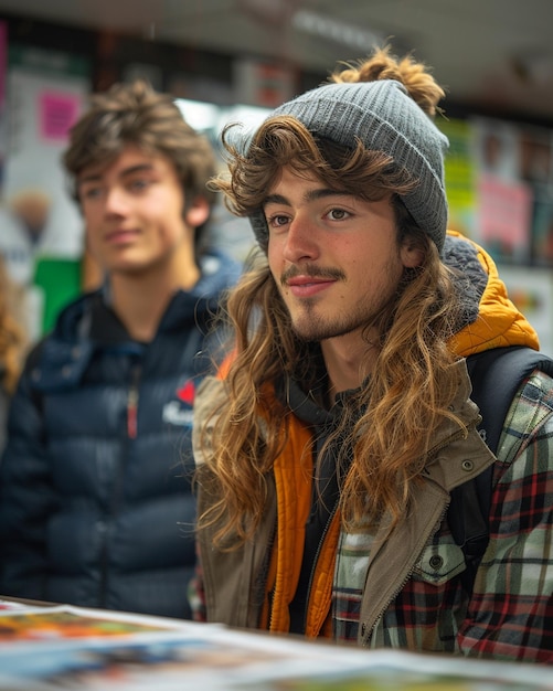 Foto estudiantes que colaboran en un proyecto de diseño de fondo