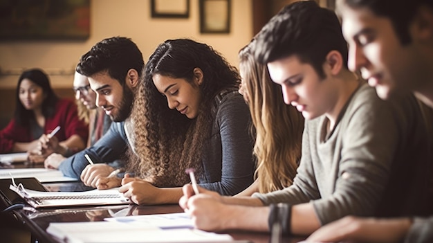 Estudiantes que estudian en un aula