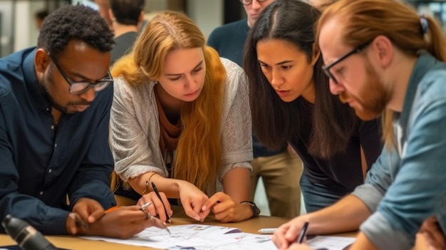 Estudiantes trabajando juntos en un proyecto