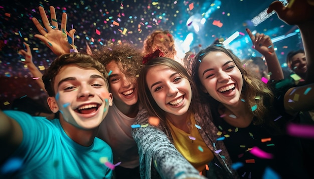 Foto estudiantes ultra realistas happyteenagers en celebración de la fiesta del día mundial de los estudiantes