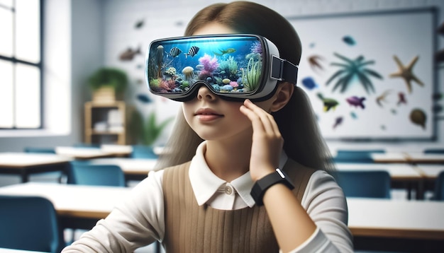 Los estudiantes viajan a las maravillas acuáticas virtuales a través de la realidad virtual