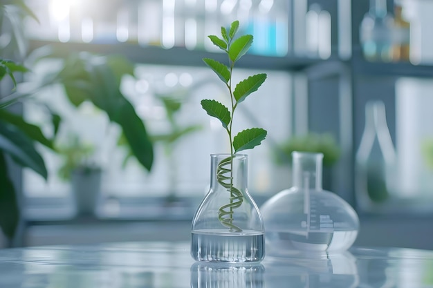 Foto estudiar biología de plantas adn terapia génica bioquímica y naturaleza en un laboratorio concepto biología de plantas adn terapia génica bioquímica naturaleza trabajo de laboratorio