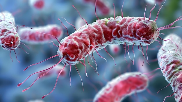 Foto estudio de la bacteria escherichia coli en relación con la seguridad alimentaria y la salud humana concepto estudio de las bacterias escheriquia coli seguridad alimentaria salud humana