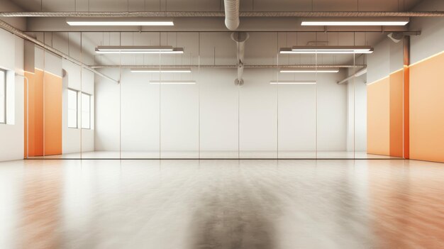 Foto estudio de baile espacioso con espejos para fitness o modelo de producto de baile ilustración generada por ia